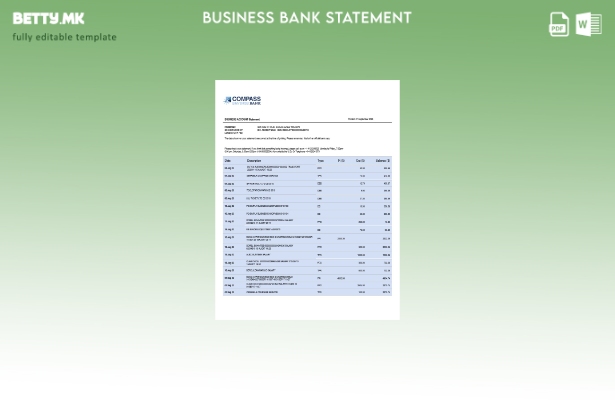 модерен стил Извод на претпријатие за сметка на Compass Bank Шаблон Word и PDF